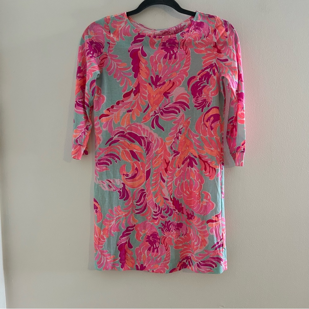 Lilly Pulitzer Girls Dress Mini Marlowe T-Shirt Love Birds Poolside Size 12/14
